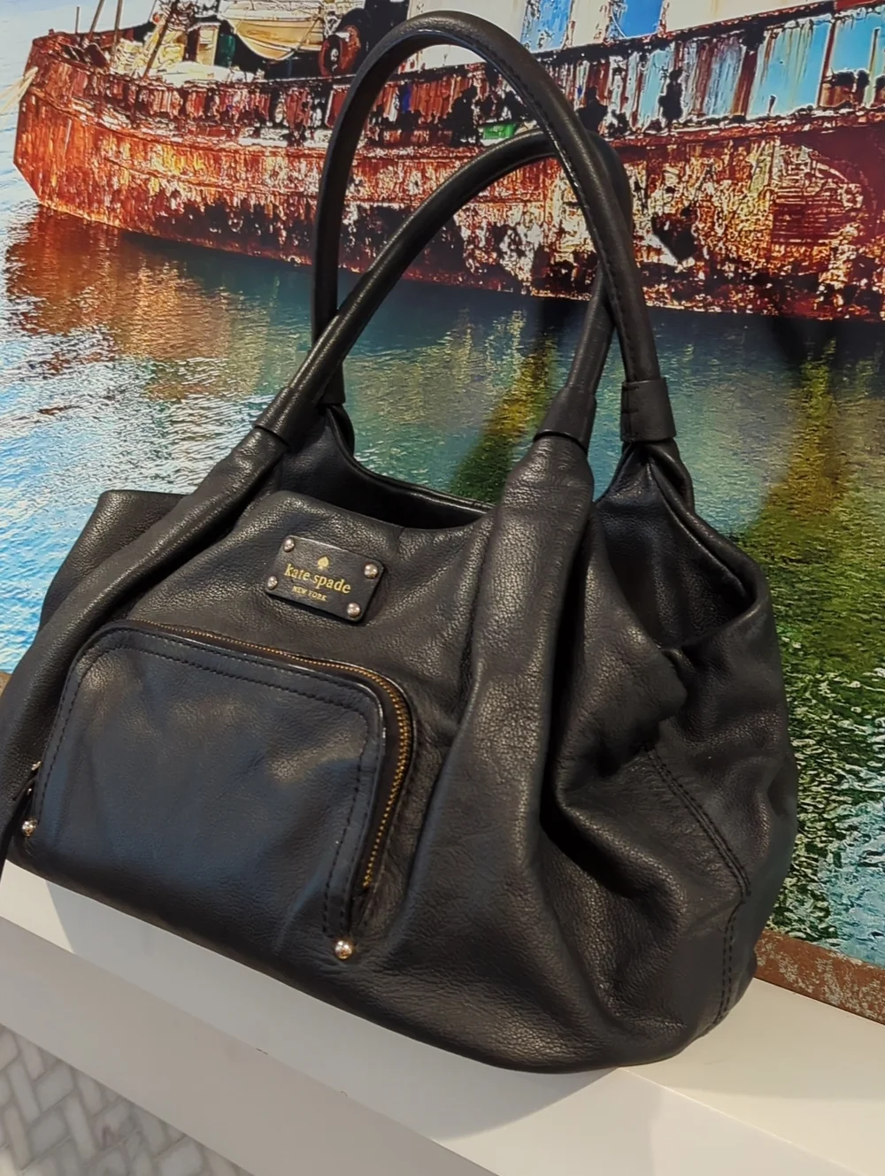 Kate Spade Baxter Street Stevie Bag In Black Leather
